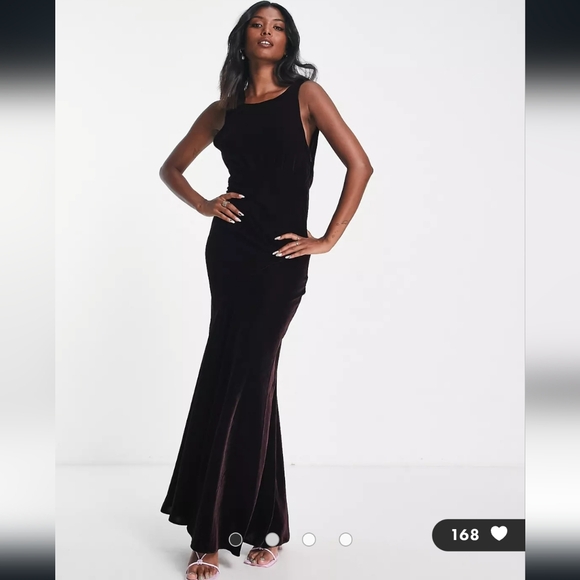 Wine Colored Velvet Gown - Picture 1 of 9